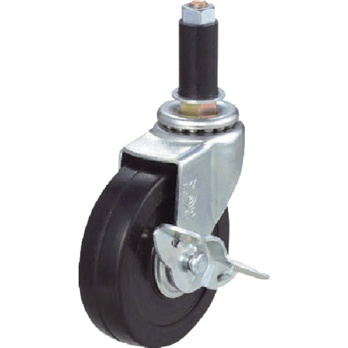 YUEI Insertion type Swivel Caster Rubber Wheel diameter 40mm With stopper L type LTF-S type Pipe diameter 18 LTF-40RS-18 1 piece