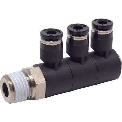 ＰＩＳＣＯ　チューブフィッティング　トリプルユニバーサルエルボ　チューブ４　接続口径Ｒ１／４　PHT4-02　1 個