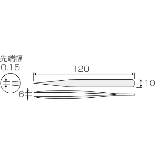 ＨＯＺＡＮ　ピンセット　全長１２０ｍｍ　P-670　1 本