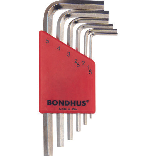 ＢＯＮＤＨＵＳ　六角Ｌ−レンチ　ショート　セット６本組（１．５−５ｍｍ）　HLX6MSB　1 Ｓ