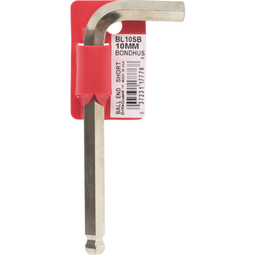 BONDHUS 육각봉 렌치 볼 포인트·L-렌치 쇼트 도금 대변 10mm 목하 치수 39mm 전체 길이 115mm BL10SB 1개