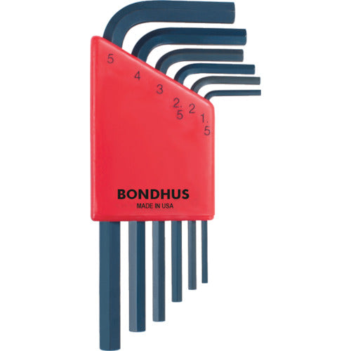 ＢＯＮＤＨＵＳ　六角Ｌ−レンチ　ショート　セット６本組（１．５−５ｍｍ）　HLX6MS　1 Ｓ