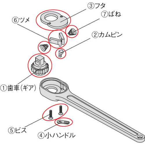 ＴＯＮＥ　ラチェットハンドル用パーツ　適合機種３７１　爪　GP371N　1 個