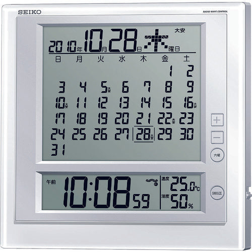 SEIKO LCD 월간 달력 기능이있는 전파 걸치 겸용 시계 P 프레임 흰색 진주 SQ422W 1 개