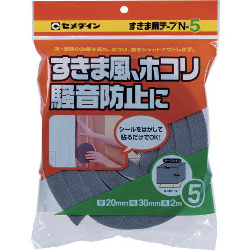 セメダイン　すきま用テープ　Ｎ−５　グレー　２０ｍｍ×３０ｍｍ×２ｍ　ＴＰ−１６６　TP-166　1 巻