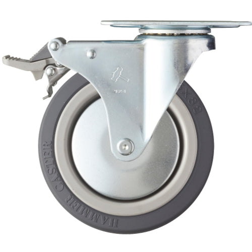 해머 플레이트식 캐스터 플레이트식 캐스터 자재(스토퍼 부착・토탈록) 바퀴 지름 125 mm 우레탄 바퀴 M 시리즈 415 M-KUB125