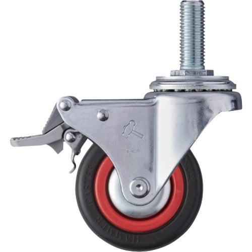 Hammer Screw-in Swivel Rubber Wheel (Nylon Wheel, Ball Bearing) 75mm M16 Total Lock 4151MA-RB75 1 pc