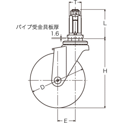 ハンマー　パイプ差込み旋回式ゴム車輪　５０ｍｍ　φ２２〜２４用　4203EU-R50　1 個