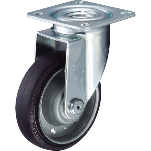 해머 플레이트식 캐스터 플레이트식 캐스터 자재 바퀴 지름 150mm 고무 바퀴(볼 베어링) 4202S-1RB150 1개