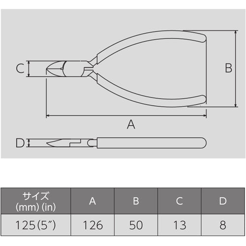 ビクター　マイクロニッパ（ソフトカバ−付）　全長１２６ｍｍ　110BS-125　1 丁