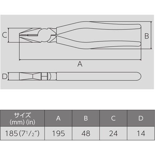 ビクター　ペンチ　１８５ＭＭ　成型カバー　265AP-185　1 丁