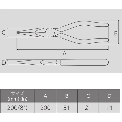 ビクター　先長ラジオペンチ２００ＭＭ（成型カバー）　282A-200　1 丁