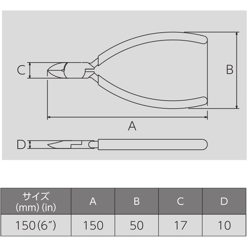 ビクター　マイクロニッパ（ソフトカバ−付）　全長１５０ｍｍ　120BS-150　1 丁