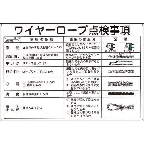 Green Cross Crane Sign Wire Rope Inspection Items KY-104 600 x 900 mm PVC 084104 1 sheet