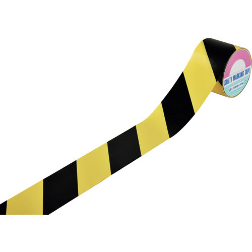緑十字　バリケードテープ（標識テープ）　黄／黒　ＢＴ−７５５　７５ｍｍ幅×５０ｍ　非粘着　147011　1 巻