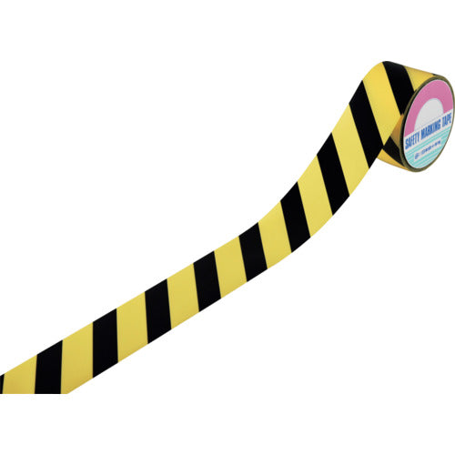 緑十字　バリケードテープ（標識テープ）　黄／黒　ＢＴ−６０５　６０ｍｍ幅×５０ｍ　非粘着　147013　1 巻
