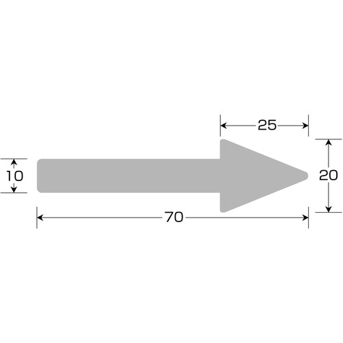 緑十字　配管方向表示ステッカー　→薄い黄矢印　貼矢６４　２０×７０ｍｍ　１０枚組　アルミ　193464　1 組