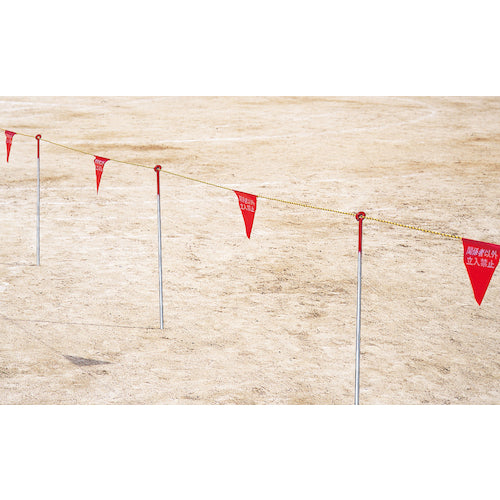 緑十字　三角旗付標識ロープ（トラロープ）　赤無地タイプ　標識ロープ−１００　６ｍｍΦ×２０ｍ（２８０ｍｍ三角）　281100　1 巻