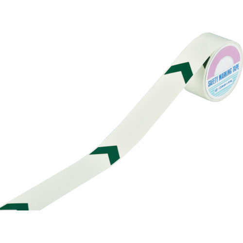 緑十字　高輝度蓄光ラインテープ（矢印付）　ＦＬＡＹ−５０１０　５０ｍｍ幅×１０ｍ　屋内用　ＰＥＴ　361007　1 巻