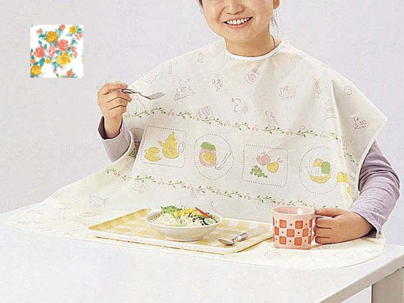 Nishiki Meal Apron (Regular Type) Pink (Floral Pattern)