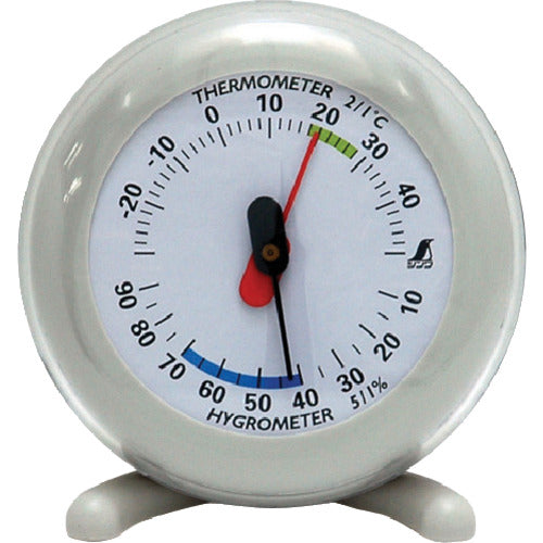 Shinwa Thermo-hygrometer Q-3 Round 6.5cm Light gray 70499 1 unit