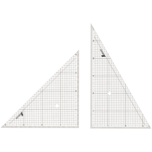 Shinwa Triangle Ruler 30cm with Grid Markings, Set of 2, 77062, 1 pc