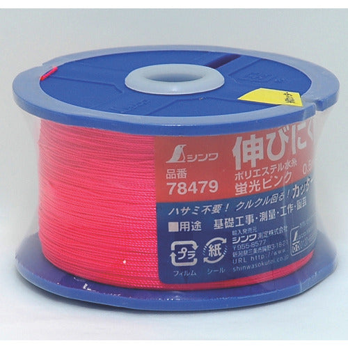 シンワ　ポリエステル水糸　リール巻蛍光ピンク　細　０．５ｍｍ　５００ｍ　78479　1 個