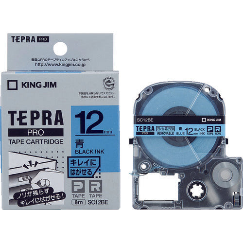 KING JIM [Genuine] "Tepra" PRO tape 12mm Cleanly peelable label/Blue label/Black text Length 8m SC12BE 1 piece