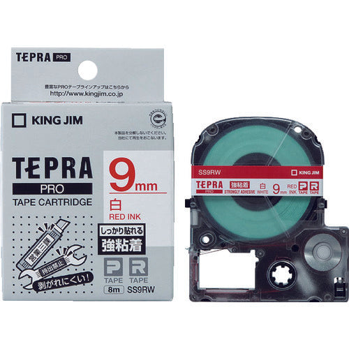 KING JIM [Genuine] "Tepra" PRO tape 6mm strong adhesive label white label/red text length 8m SS9RW 1 piece