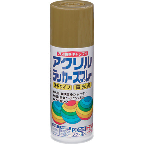 ニッぺ　アクリルラッカースプレー　３００ｍｌ　ゴールドメタリック　ＨＷＥ０２１−３００　4976124272134　1 本