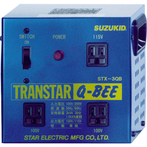 ＳＵＺＵＫＩＤ　ポータブル変圧器　トランスターＱ−ＢＥＥ青　昇降圧兼用　STX-3QB　1 台