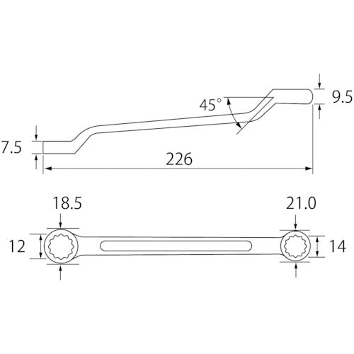 エビ　両口メガネレンチ　１２Ｘ１４ｍｍ　OW1214　1 丁