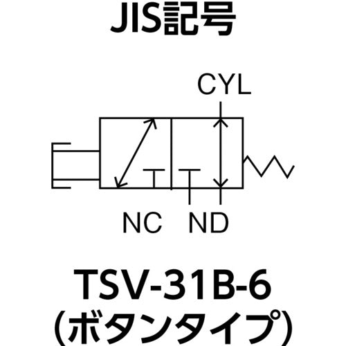 ＴＲＵＳＣＯ　３方向小型切替バルブ　３ポート　１／８　ボタンタイプ　TSV-31B-6　1 個