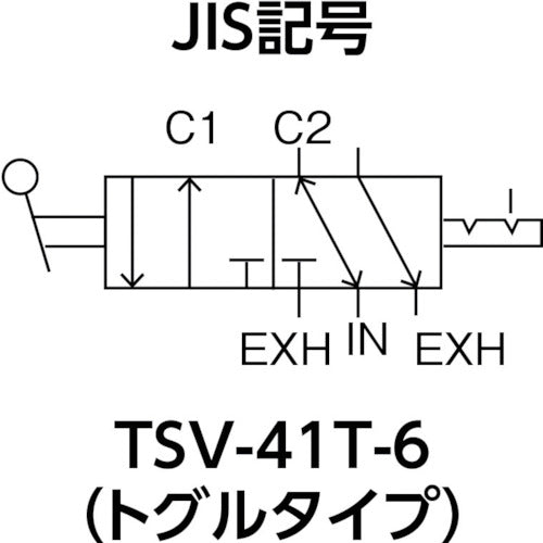 ＴＲＵＳＣＯ　４方向小型切替バルブ　５ポート　１／８　トグルレバータイプ　TSV-41T-6　1 個