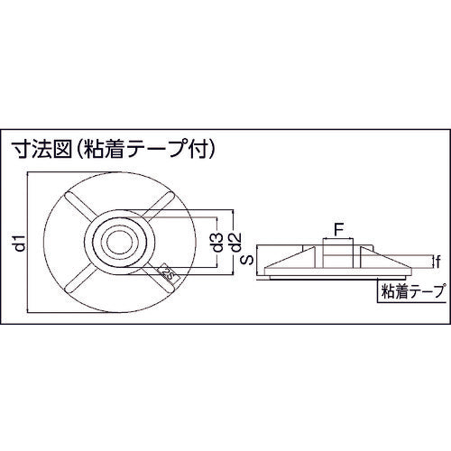 ＳａｐｉＳｅｌｃｏ　【売切廃番】　【在庫限り値引品】ケーブルタイ固定具　粘着付　丸型　４ｍｍ　黒　（１００個入）　BAS.3MT.501　1 袋