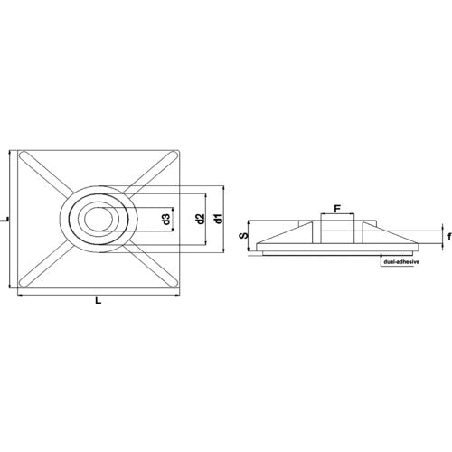 ＳａｐｉＳｅｌｃｏ　ケーブルタイ固定具　角型　粘着付　４ｍｍ　（１００個入）　BAS.2MT.507　1 袋