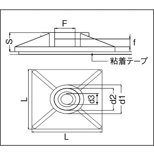 ＳａｐｉＳｅｌｃｏ　ケーブルタイ固定具　粘着ダブルタイプ　角型　４ｍｍ　１００個　BAS.2MT.511　1 袋