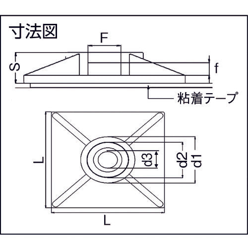 SapiSelco 케이블 타이 고정구 점착 더블 타입 각형 4mm 검정 (100개입) BAS.3MT.511 1봉