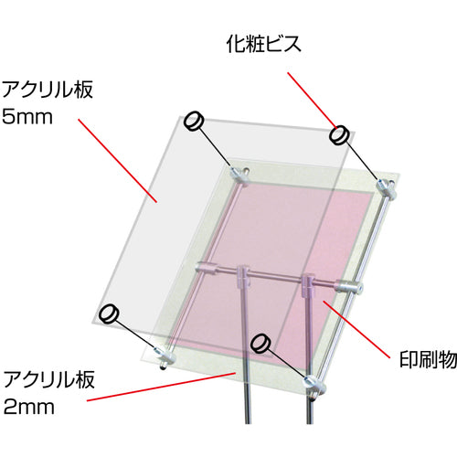 ＴＯＫＩＳＥＩ　パネルスタンド　クリエイティブアクリルスタンド　ポール　Ａ４横　２９７×２１０　CAS-A4Y　1 台