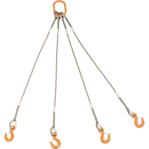 TRUSCO 4-piece double sling with hooks 9mm x 2m GRE-4P-9S2 1 S