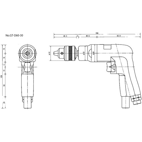 ＶＥＳＳＥＬ　エアードリル　ＧＴ‐Ｄ６０‐３０　無負荷回転数３０００　GT-D60-30　1 台