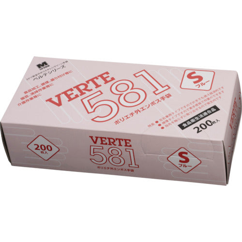 미도리 안전 폴리에틸렌 일회용 장갑 외 엠보싱 블루 S (200 매입) VERTE-581-S 1 상자