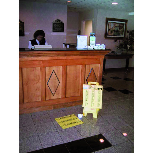 ラバーメイド　標示スタンド（外国語対応）　オーバーザスピル　引っかけ式　イエロー　間口３５６×高さ４１９ｍｍ　425404　1 組