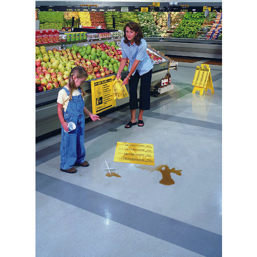 ラバーメイド　標示スタンド（外国語対応）　オーバーザスピル　引っかけ式　イエロー　間口３５６×高さ４１９ｍｍ　425404　1 組