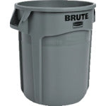 Rubbermaid Round Brute Container with Slits, 75.7L, Gray, 262075, 1 pc