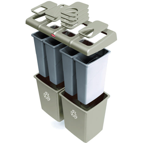 Rubbermaid Glutton Recycling Station, 4-port type, Blue, 179237265, 1 unit