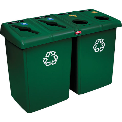 Rubbermaid Glutton Recycling Station, 4-port, Green, 179237306, 1 unit