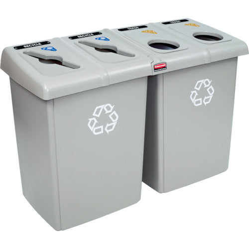 Rubbermaid Glutton Recycling Station, 4-port type, beige, 179237402, 1 unit