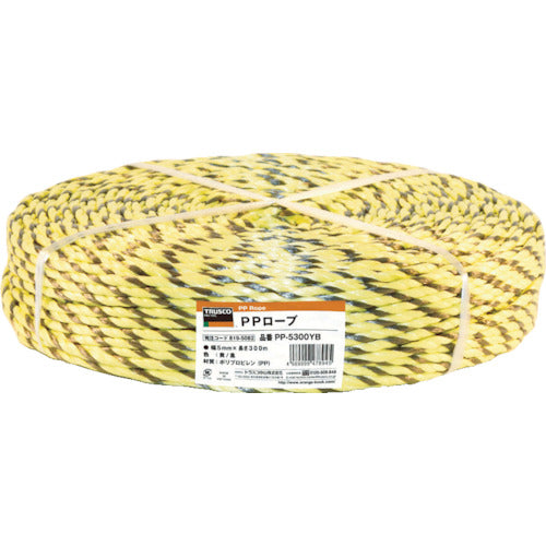 ＴＲＵＳＣＯ　ＰＰロープ　幅６ｍｍＸ長さ２００ｍ　黄黒　PP-6200YB　1 巻
