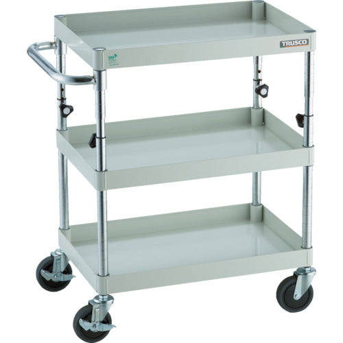 ＴＲＵＳＣＯ　ツールワゴン　フェニックスワゴン　省音　６００Ｘ４００ＸＨ７００〜９５０　３段　ホワイト　PEW-A763-W　1 台